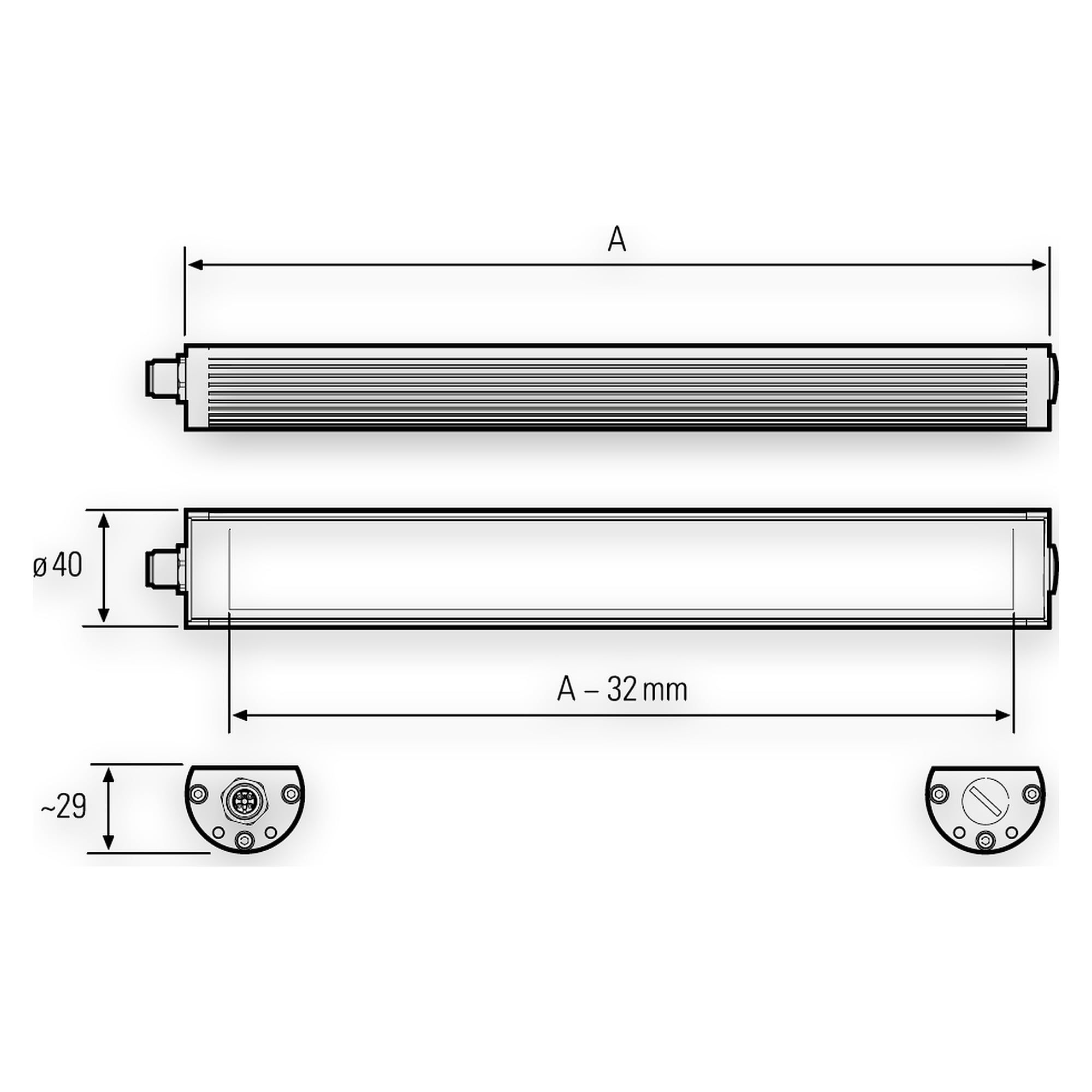 TUBELED_40 II RGB-W ECO machine light 1040 mm, signalling, IP69K - LED2WORK 118590-02
