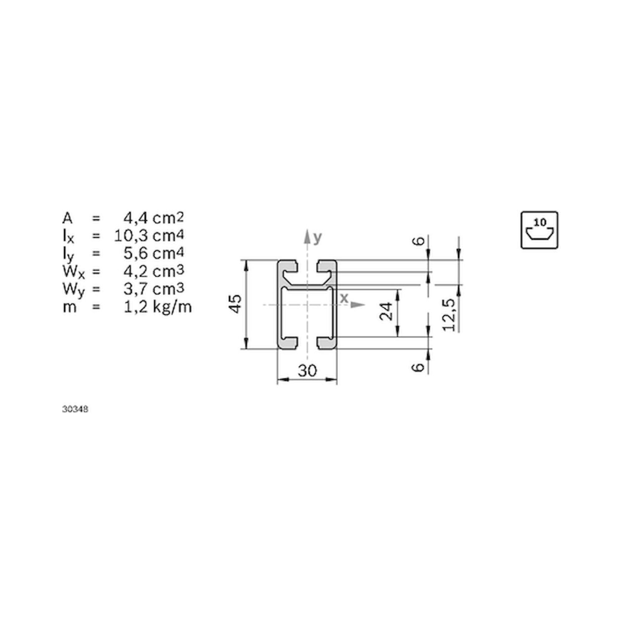 Profilschiene 30x45C, Aluminium eloxiert, Zuschnitt 50-6070 mm - Bosch Rexroth 3842992946