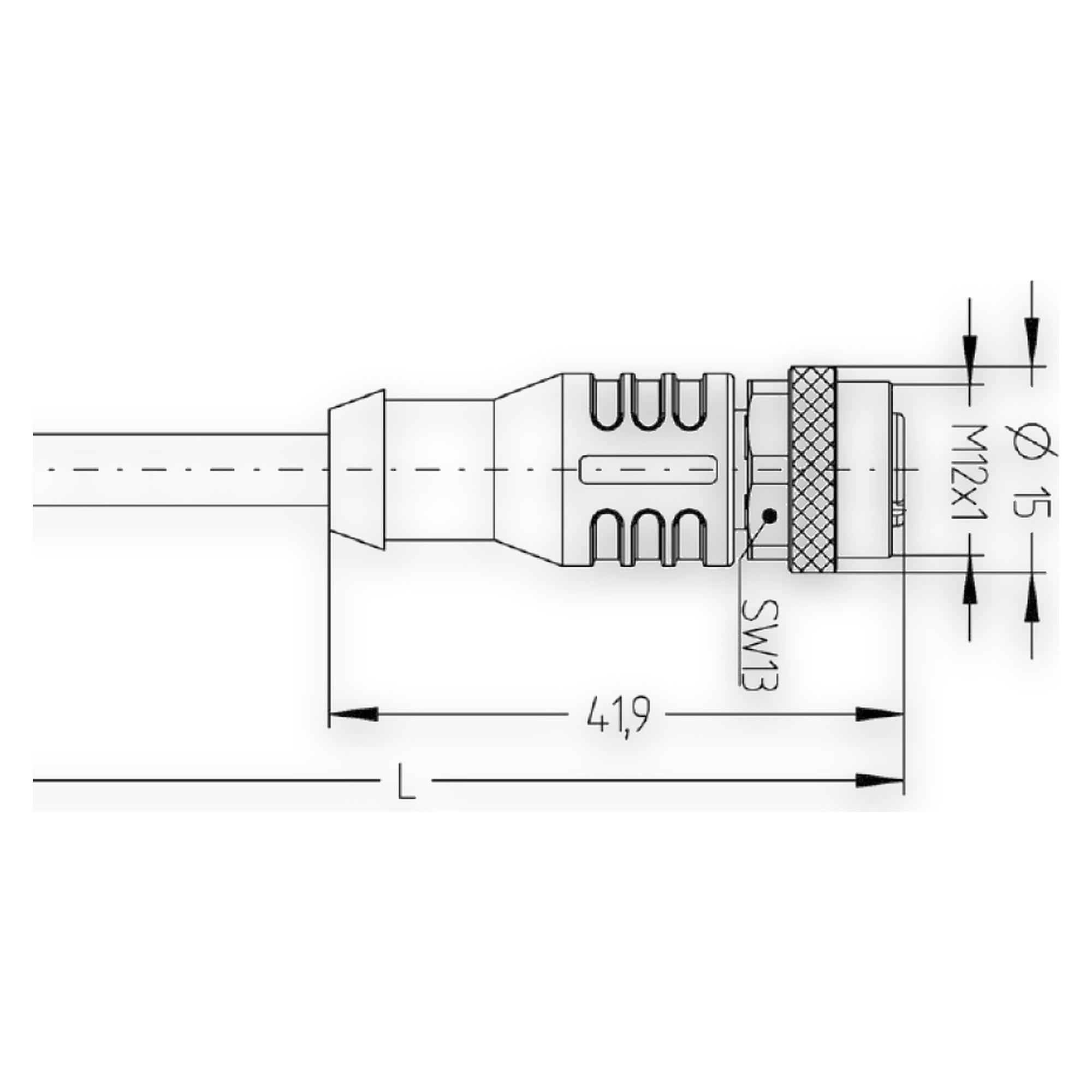 Sensor cable 2.5 m, 4-pin, M12 plug/M12 socket, A-coded, 24V DC - LED2WORK 200100-02