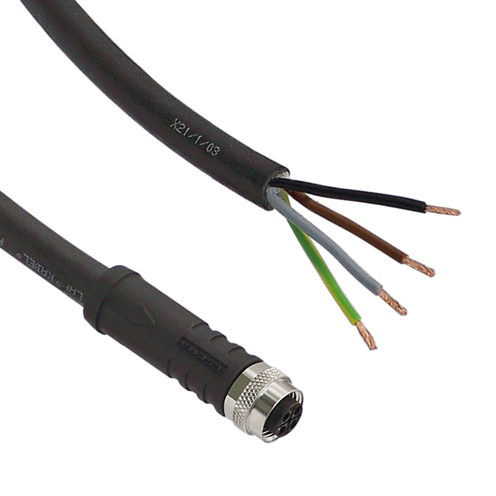 Sensorkabel 4-polig PUR 5 m, M12 Buchse S-kodiert auf offene Enden, 220-240V AC - LED2WORK 200100-14