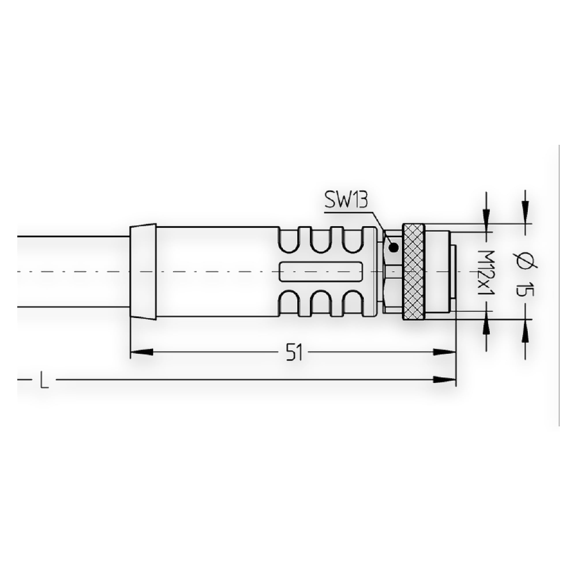 Sensor cable 4-pin PUR 2.5 m, M12 socket S-coded to open ends, 220-240V AC - LED2WORK 200100-15