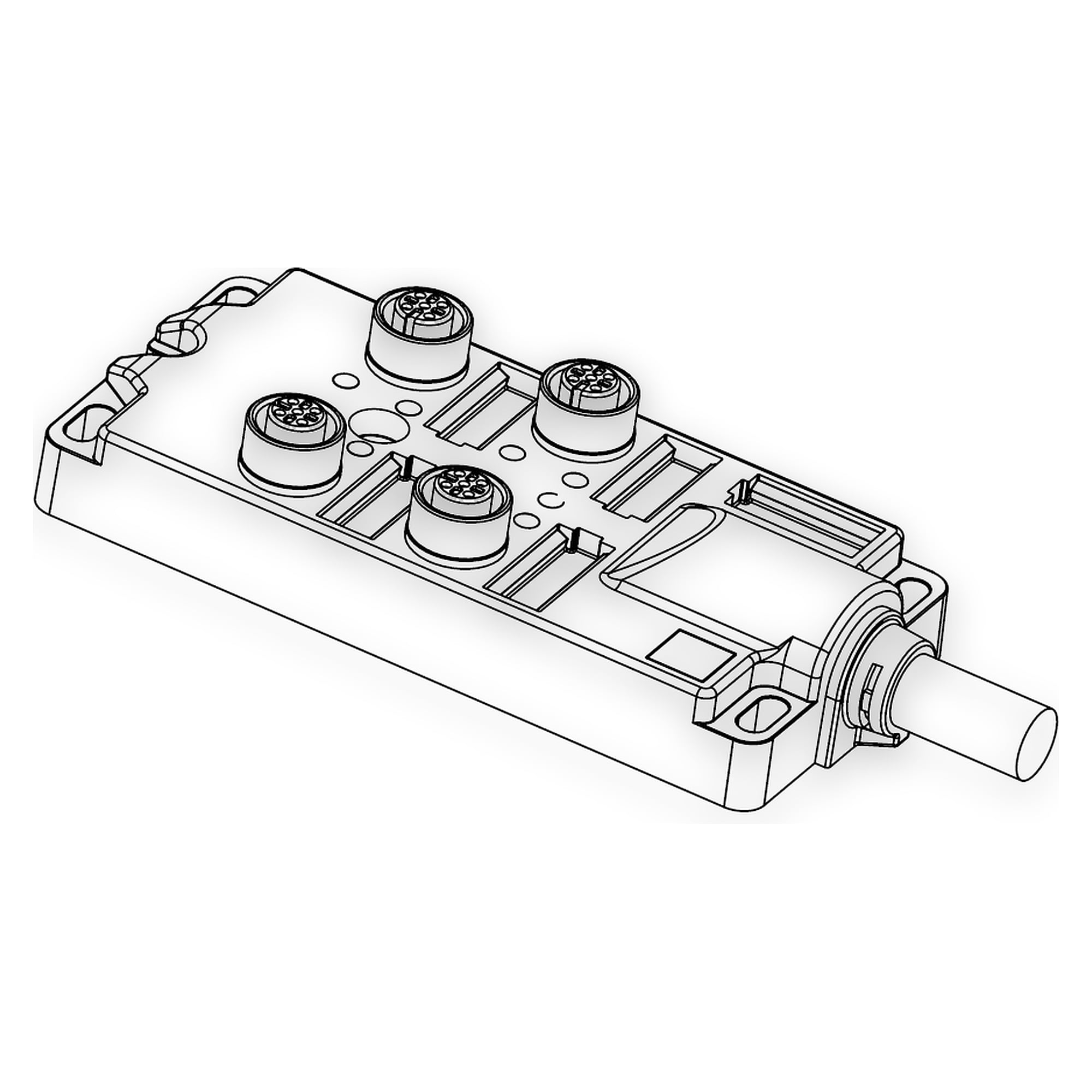 M12 sensor/actuator box 4-port, 10 m PUR fixed cable, A-coded, 24V DC - LED2WORK 200300-01