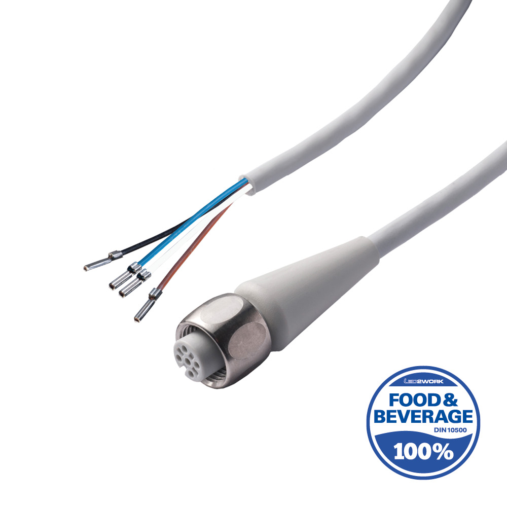 F+B Sensorkabel TPE 10 m, M12-Buchse auf 4 offene Litzen, FDA - LED2WORK 201100-06