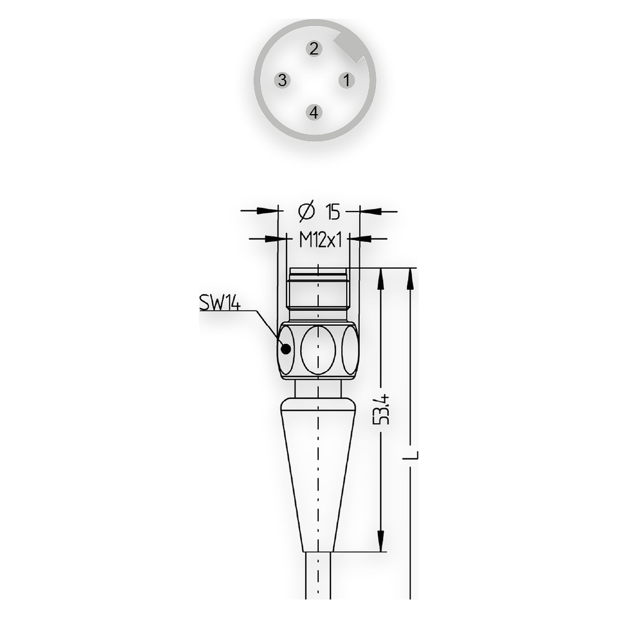 F+B sensor cable TPE 10 m, M12 socket to 4 open leads, FDA - LED2WORK 201100-06