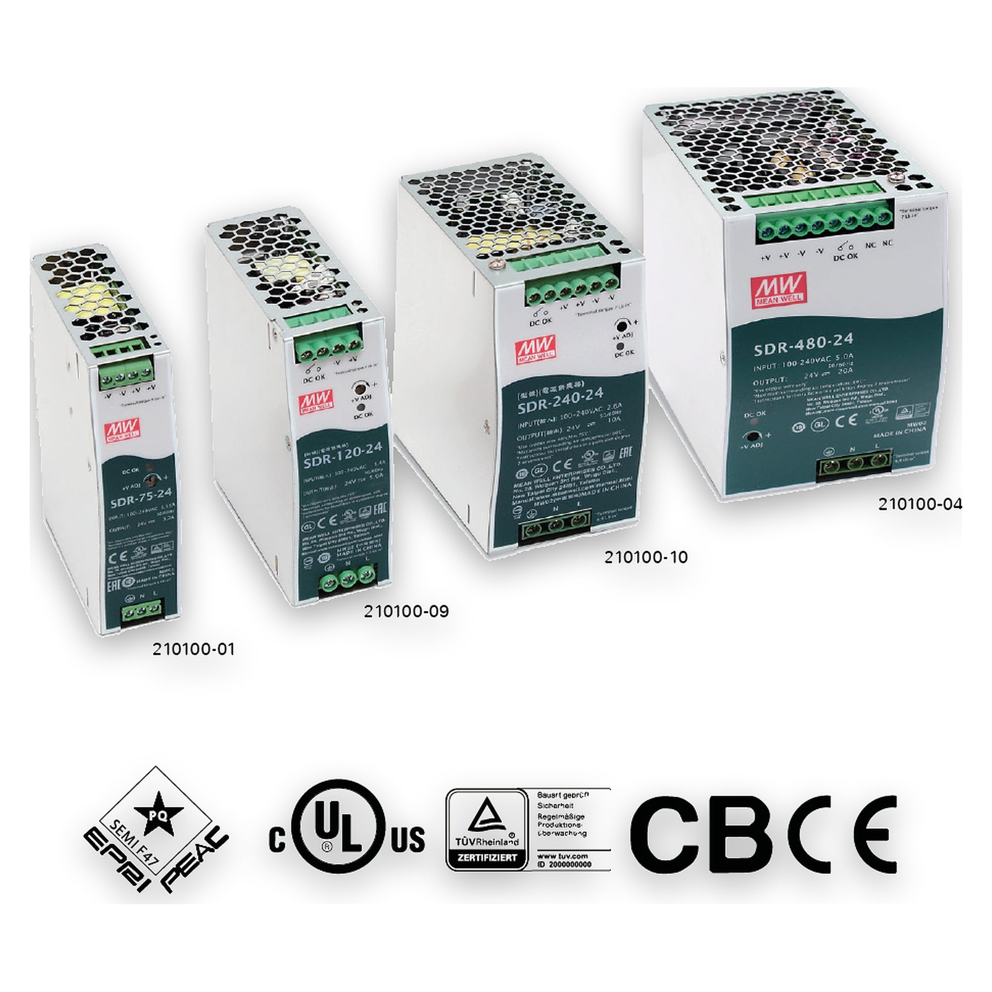 DIN rail power supply 72W 24V DC for LED2WORK lights - LED2WORK 210100-01