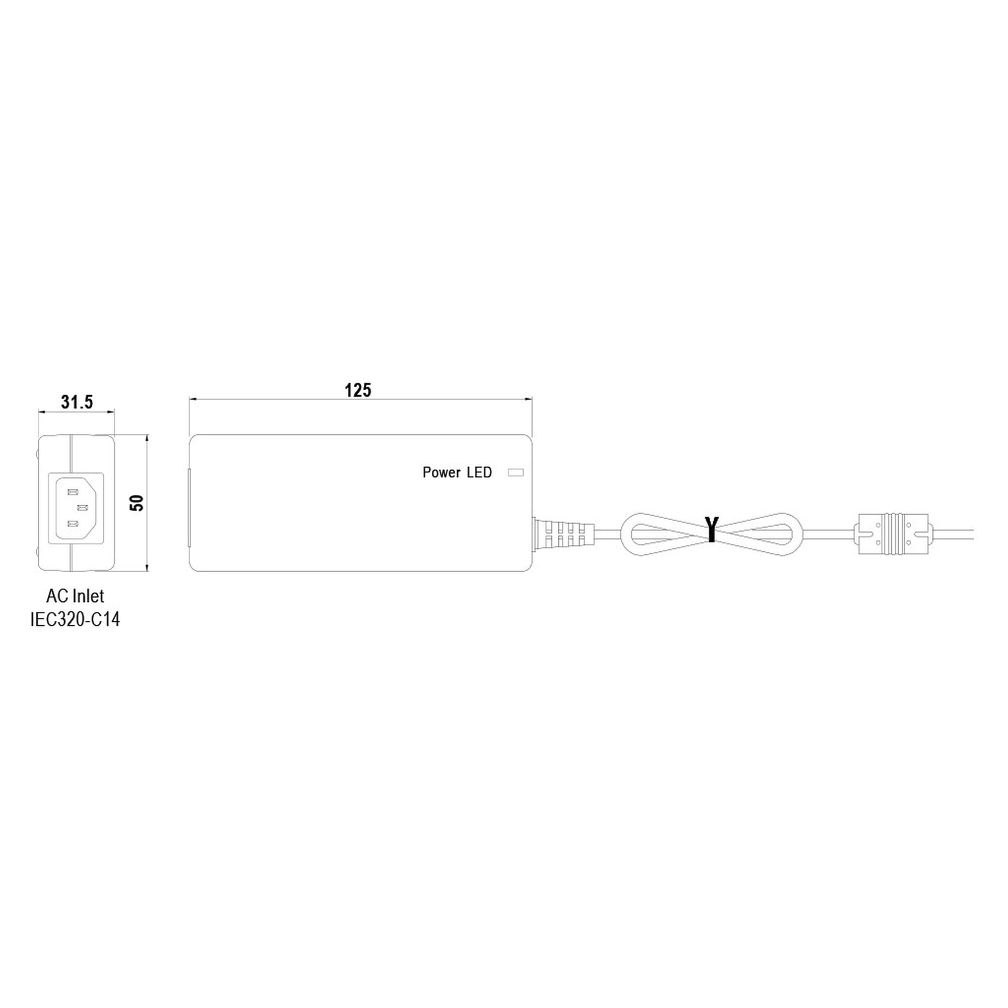 Tischnetzteil 24V DC, 60 W, M12 A-kodiert, 1,8 m Kabel - LED2WORK 210100-02