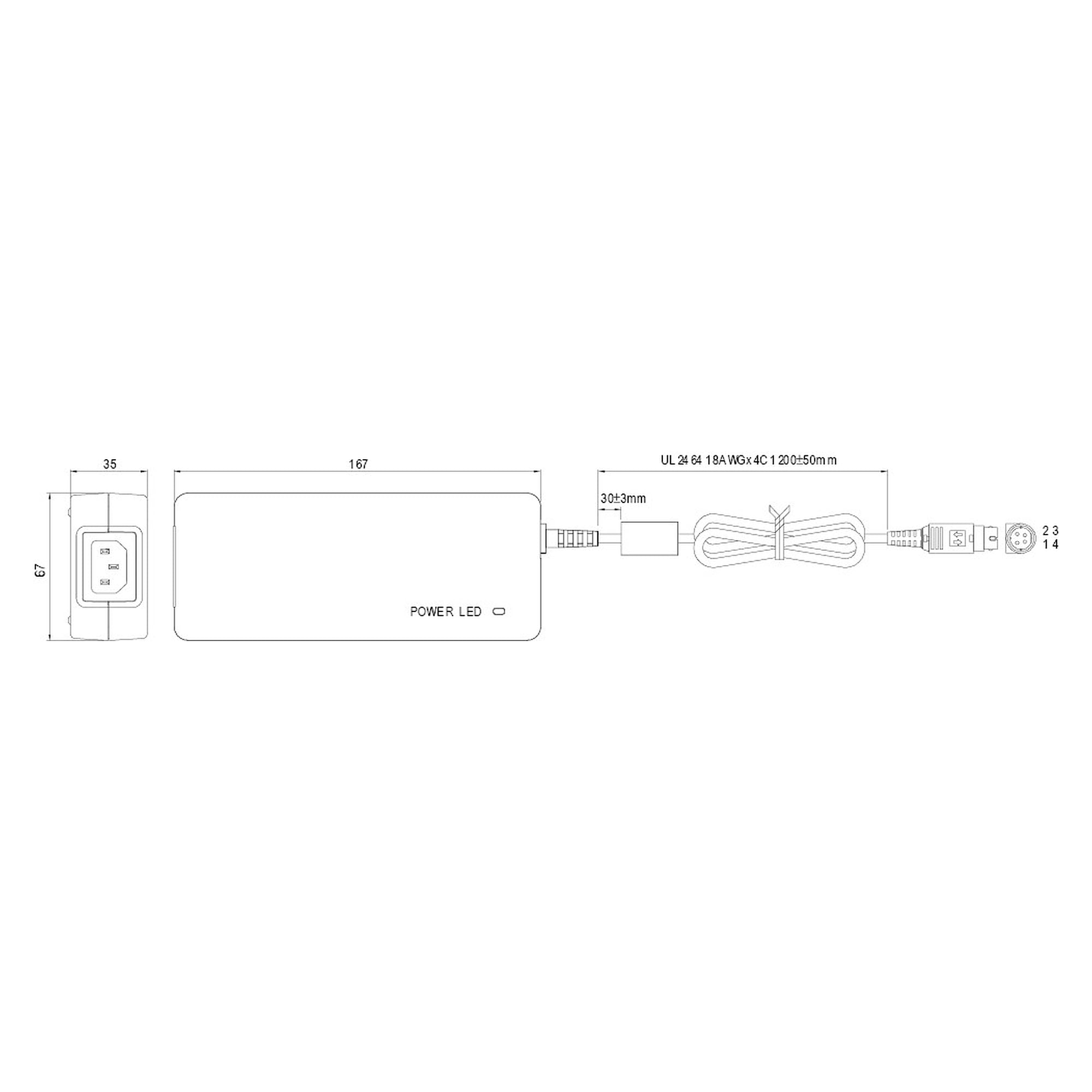 Table power supply 24V DC, 120 W, M12 A-coded - LED2WORK 210100-05