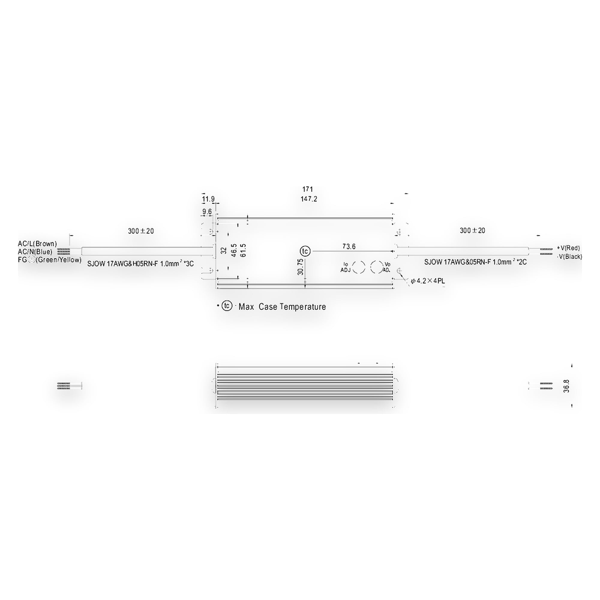 Power supply 24V DC 60 W, IP67, M12 socket/open ends - LED2WORK 210100-06