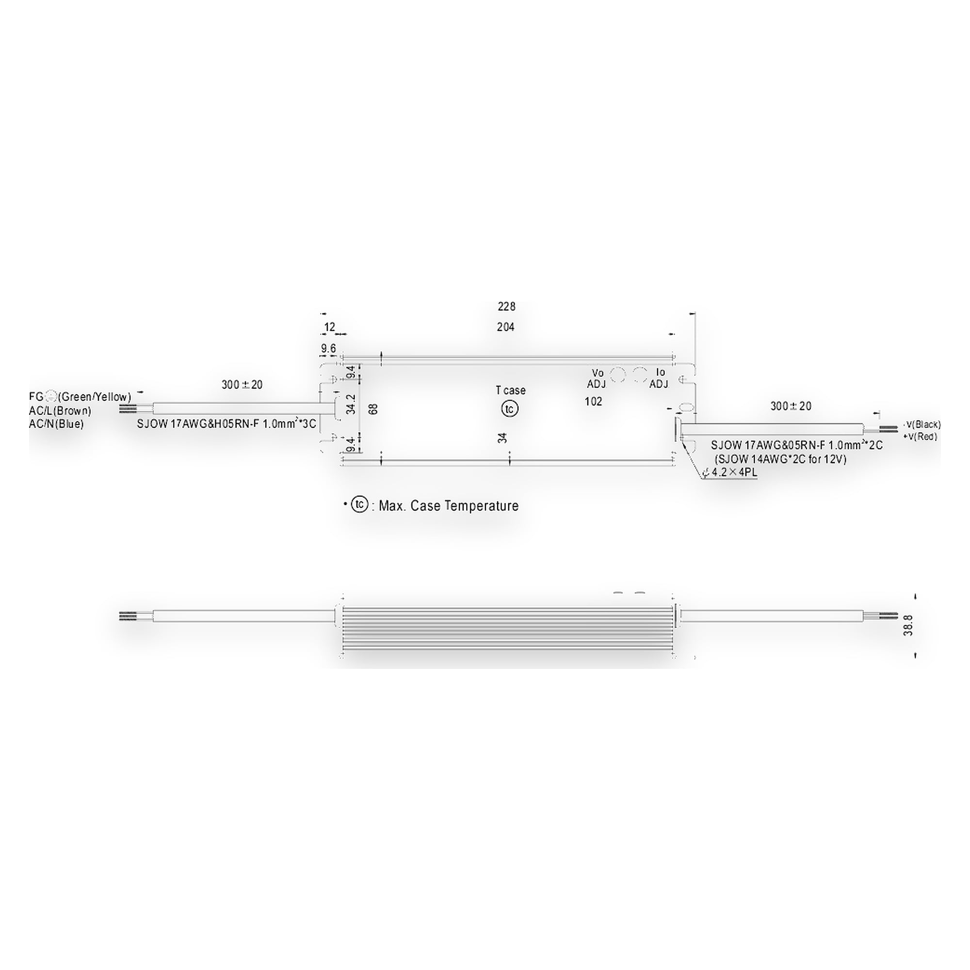 Schaltnetzteil 24V DC 150 W, IP67, M12 Buchse/offene Enden - LED2WORK 210100-08