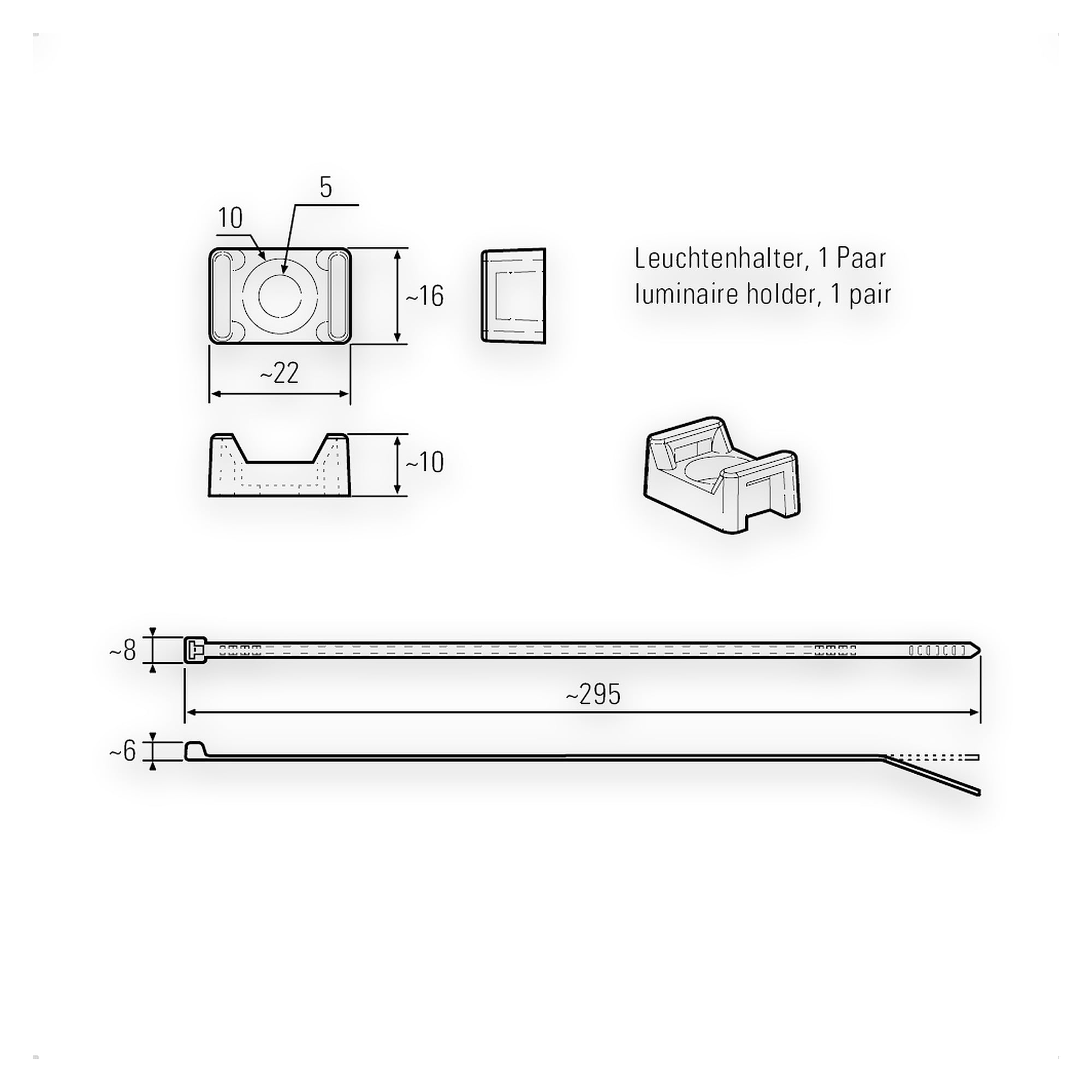 INROLED 50 Leuchtenhalter Klemmhalterung, metalldetektierbares PP, 1 Paar - LED2WORK 210200-13