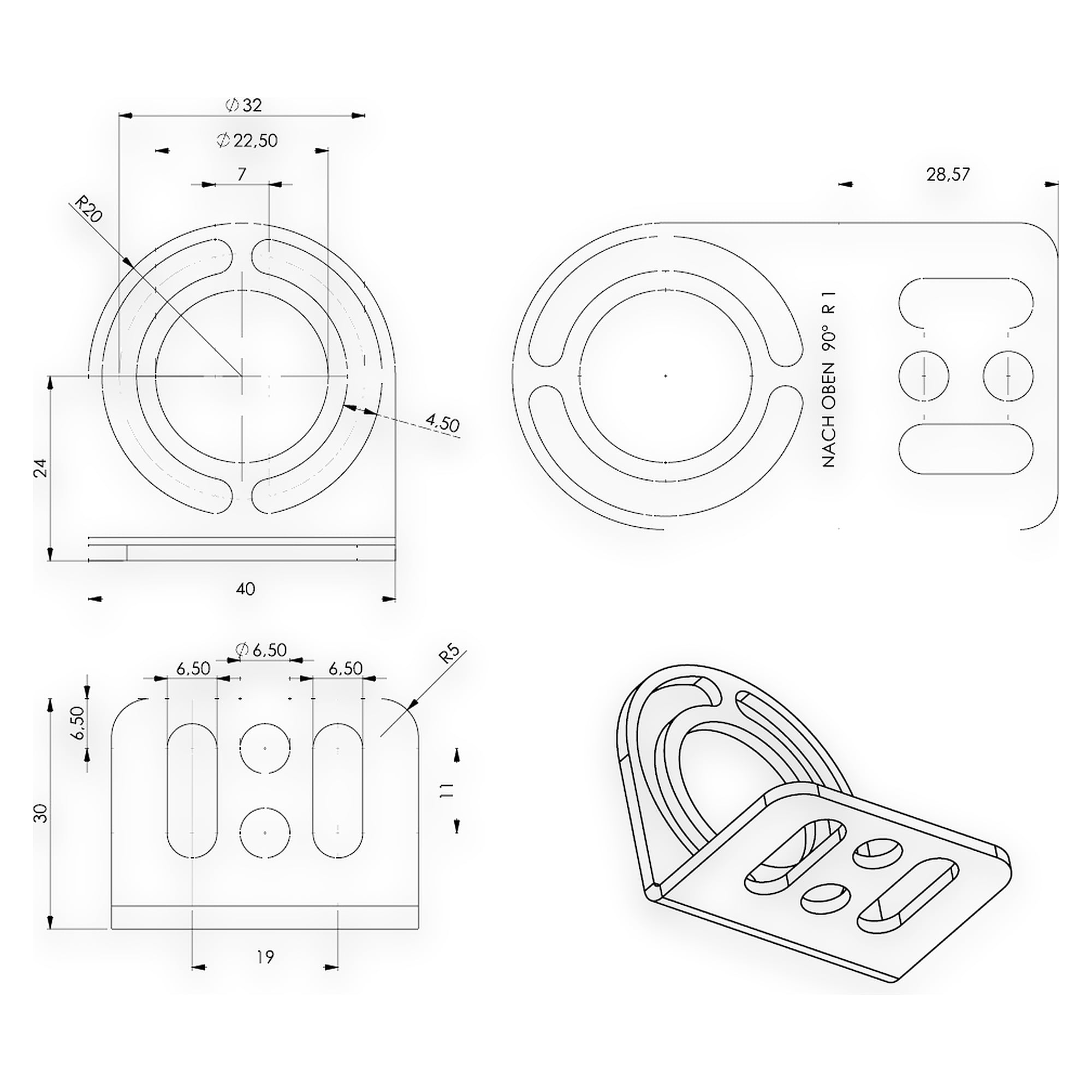 TUBELED_40 II light bracket ±180° stainless steel, 1 pair - LED2WORK 210200-14