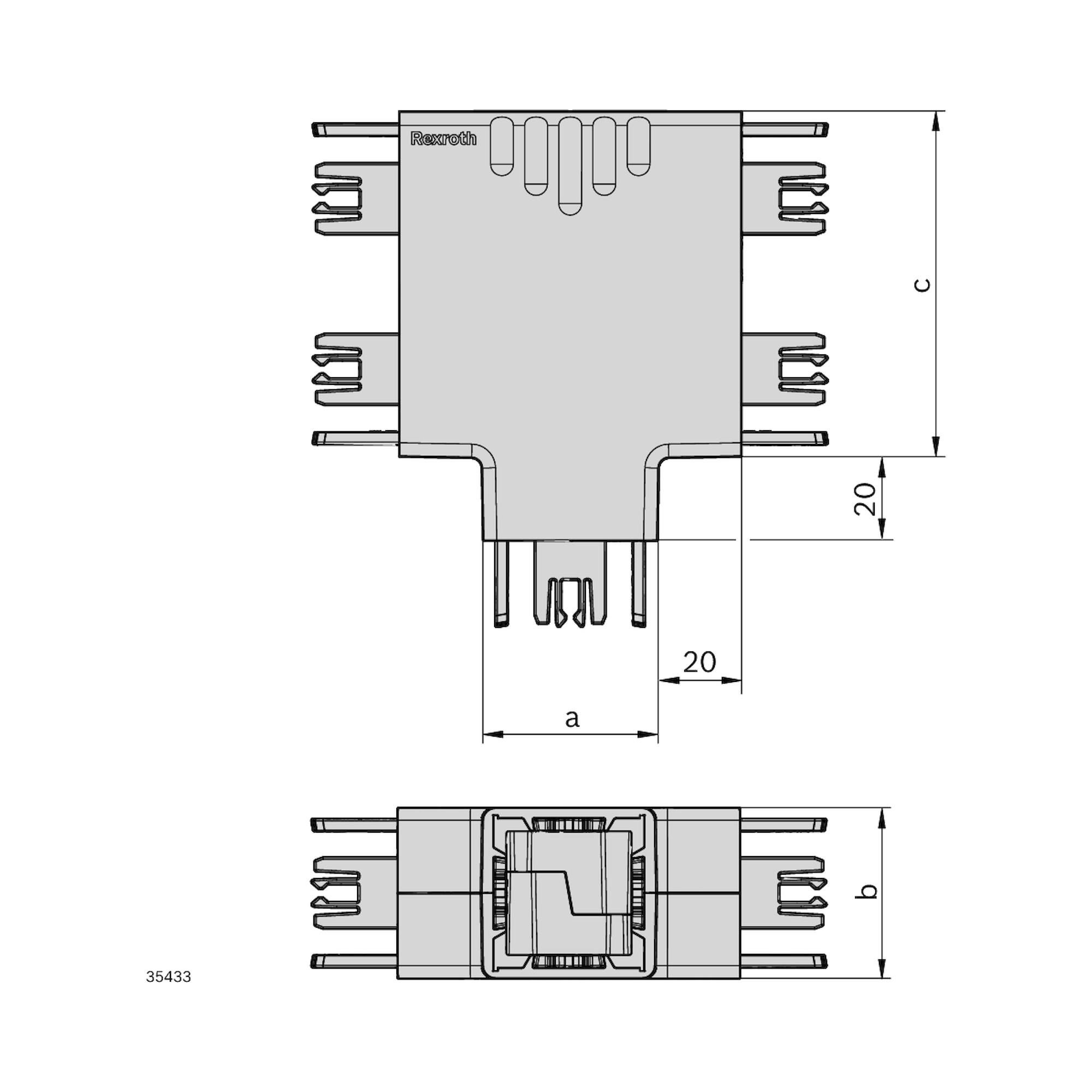 T-Piece Cable Duct 80x40x40 ESD, Signal Gray RAL 7004 - Bosch Rexroth 3842558651