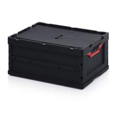 ESD FBD 64/27. ESD foldable boxes with lid, 60x40x27 cm