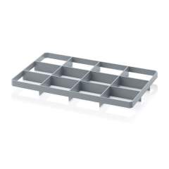 Gef 12 u. Box inserts for 60x40 cm Euro containers, 12 holes 13.7x11.7 cm bottom