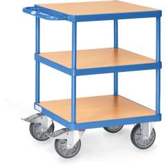 Tischwagen 500 kg, 3 Etagen, Ladefläche 600 x 600 mm - Fetra 2416
