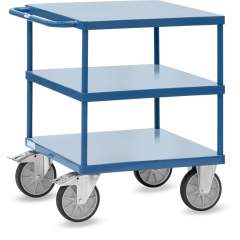 Tischwagen mit Stahlblech-Plattformen 600 kg, Ladefläche 700 x 700 mm - Fetra 2417B