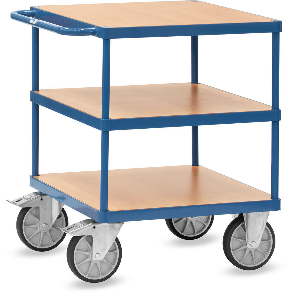 Tischwagen 600 kg, 3 Etagen, Ladefläche 700 x 700 mm - Fetra 2417