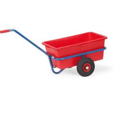 Handwagen mit roter Kunststoffmulde 90 Liter, PU-Räder Ø 260 mm - Fetra 4101P