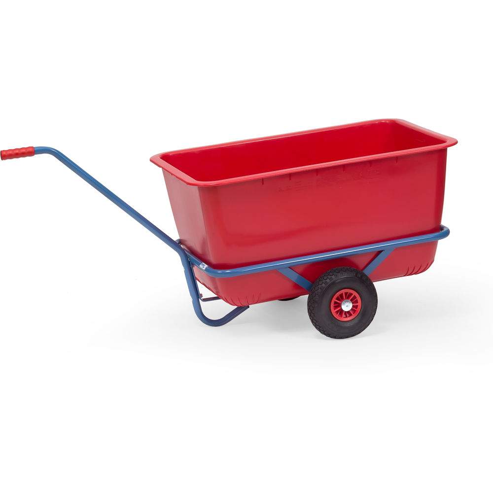 Handwagen mit roter Kunststoffmulde 200 Liter, PU-Räder Ø 260 mm - Fetra 4102P