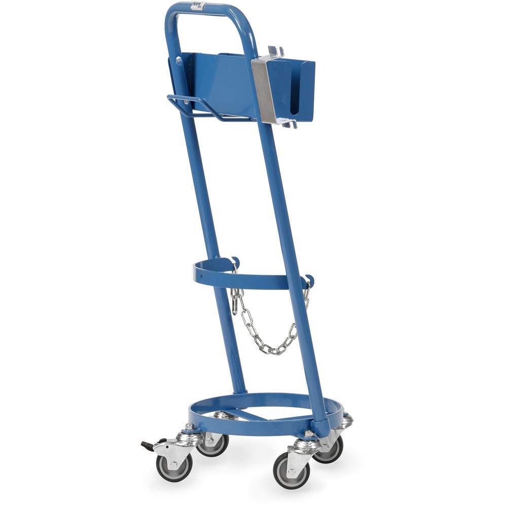 Stahlflaschenroller 80 kg für Propangasflasche 11 kg mit Schiebebügel und Bremse - Fetra 51300T-SB