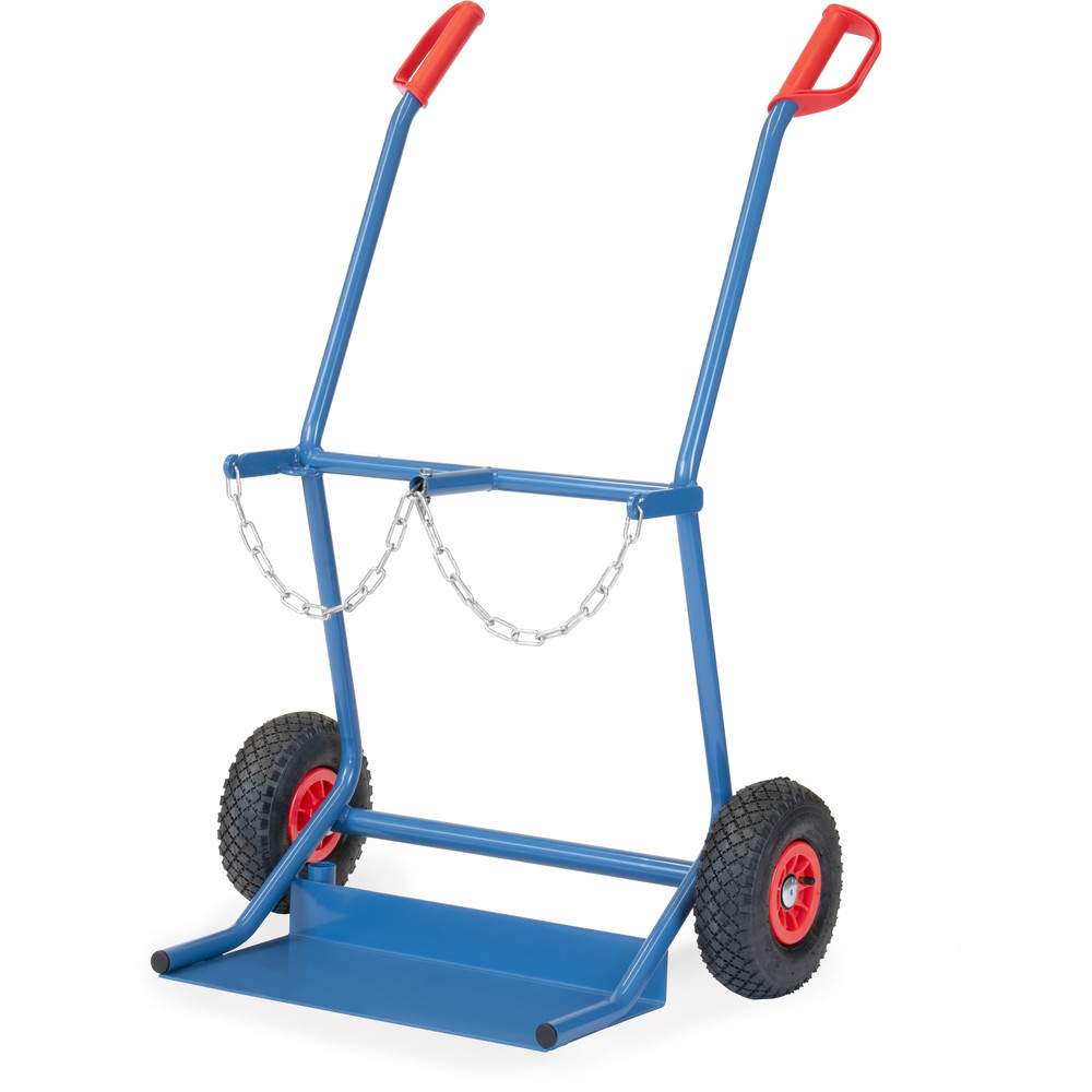 Stahlflaschenkarre 100 kg für 2 Gasflaschen Ø 204 mm, Luftbereifung 260 mm - Fetra 52204L