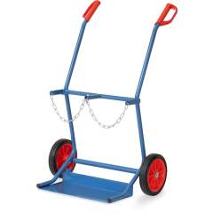 Stahlflaschenkarre 100 kg für 2 Gasflaschen Ø 204 mm, Vollgummi 260 mm - Fetra 52204V