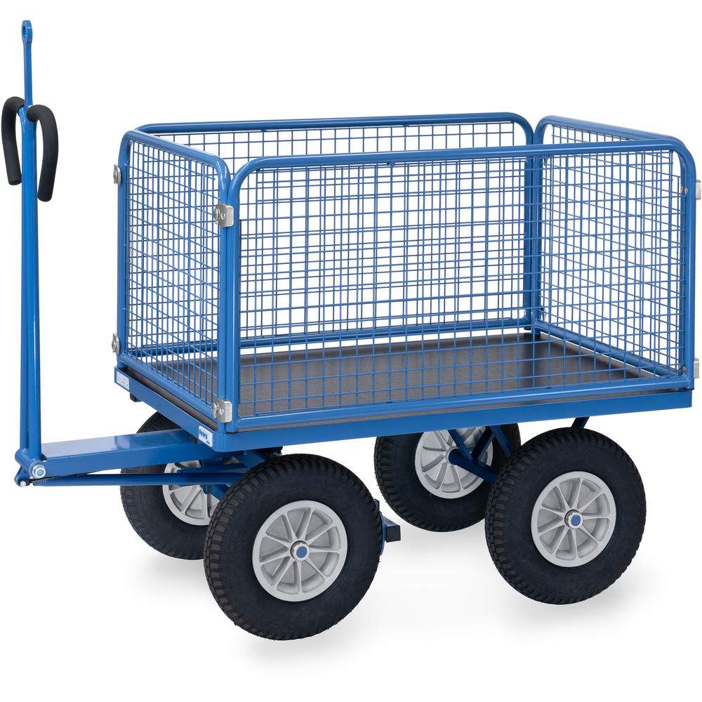 Handpritschenwagen Gitterwände 1135x795 mm, Tragkraft 750 kg mit Zugöse - Fetra 6434PZ