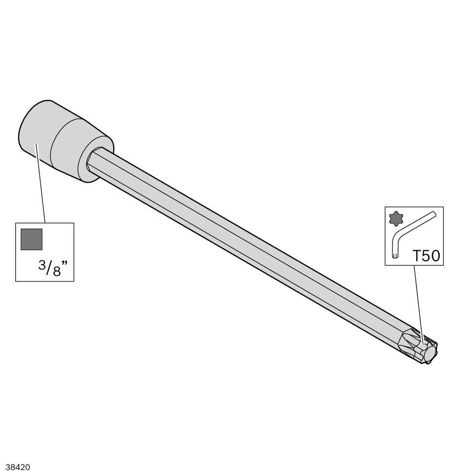 Wrench Socket Torx T50 x 180 mm, 3/8" Drive - Bosch Rexroth 3842558194