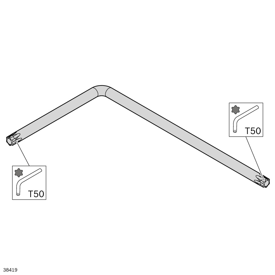 Offset Screwdriver Torx 50/Torx 50, Length 200 mm, Nickel-Plated Steel - Bosch Rexroth 3842558181