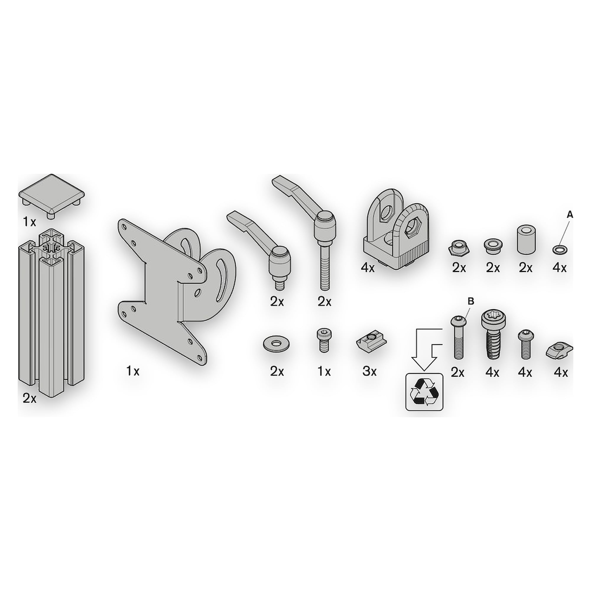 Swivel Mounting 70°, 75/100 with Supporting Arm, Slot 10 - Bosch Rexroth 3842539806