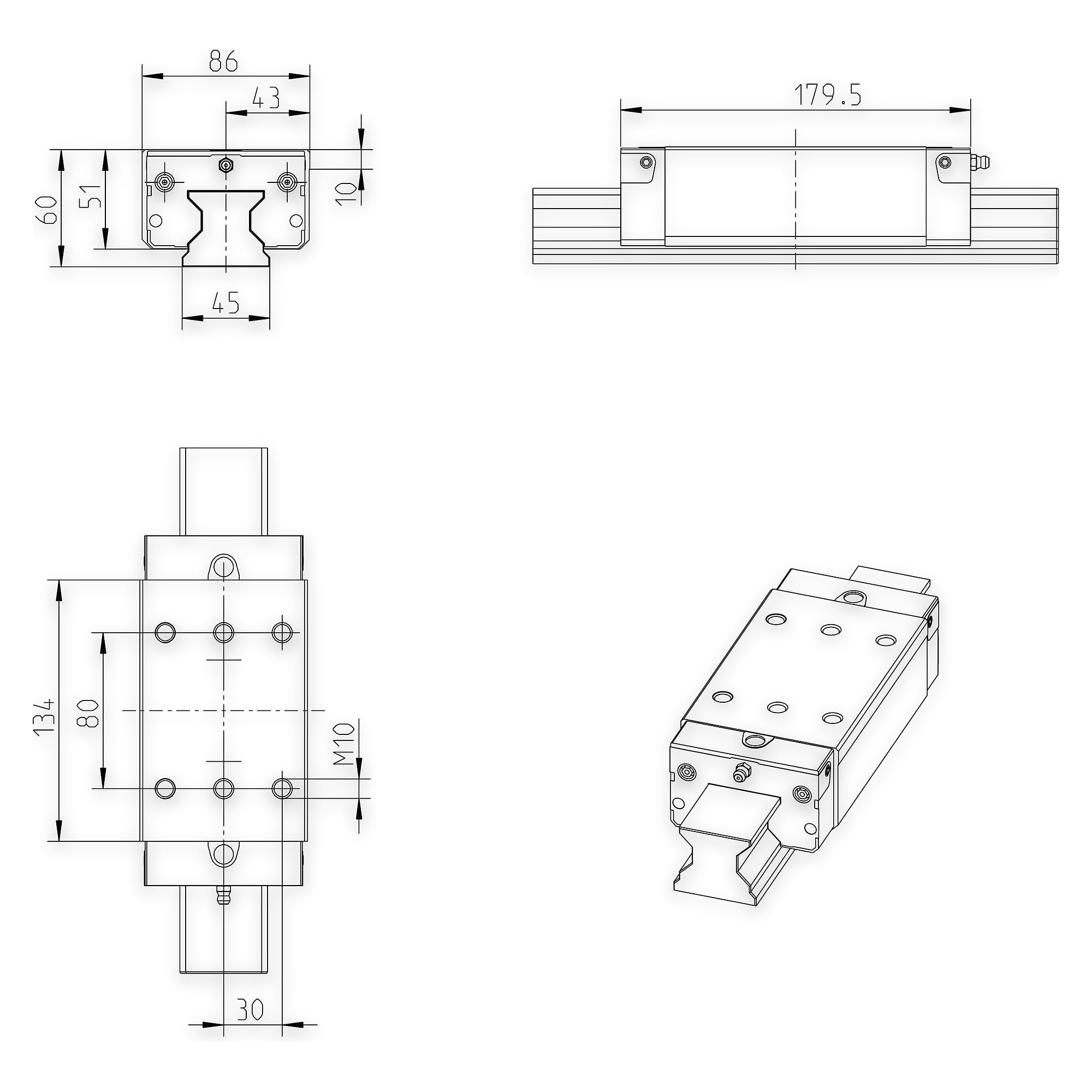 Roller runner block RWD-045-SLS-C2-P-2-SS - Bosch Rexroth R182342224