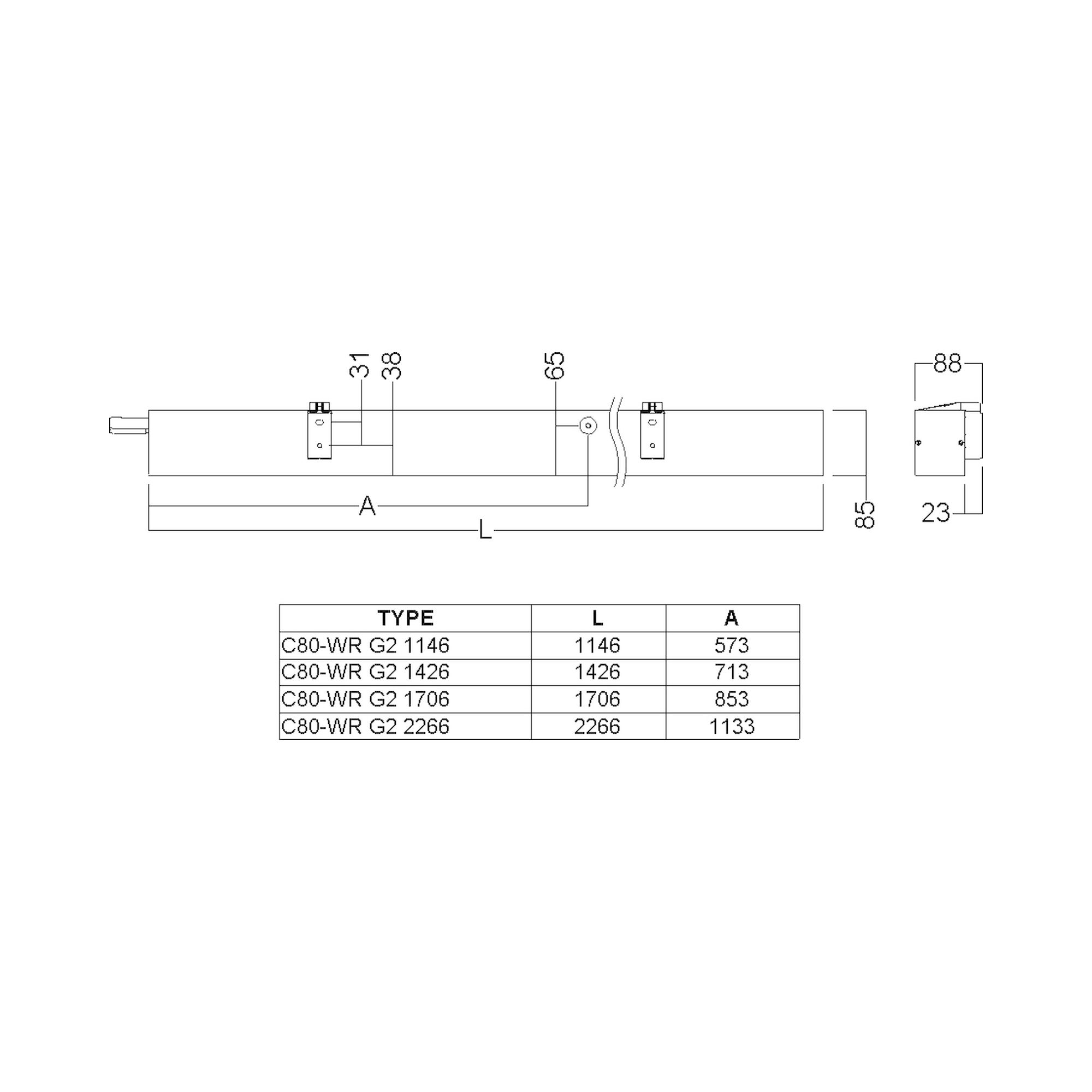 Glamox C80-WR1706 LED-Leuchte, 12250 lm, 4000 K, DALI-dimmbar