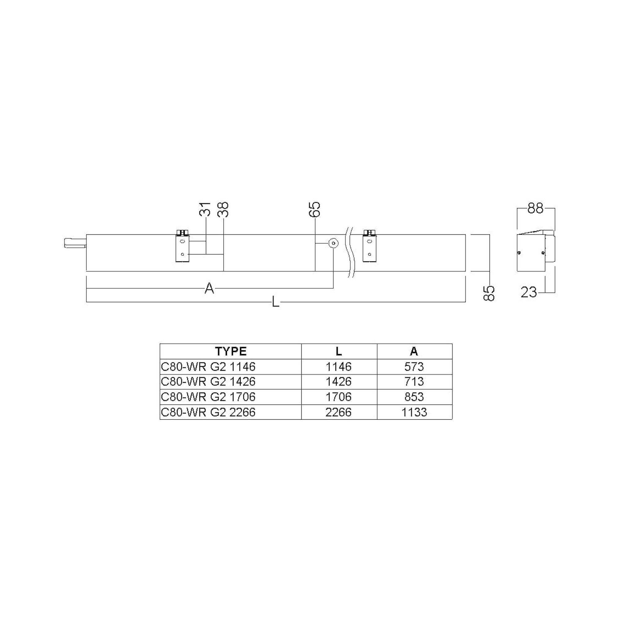 Glamox C80-WR1146 LED-Leuchte, 4267 lm, 4000 K, DALI-dimmbar