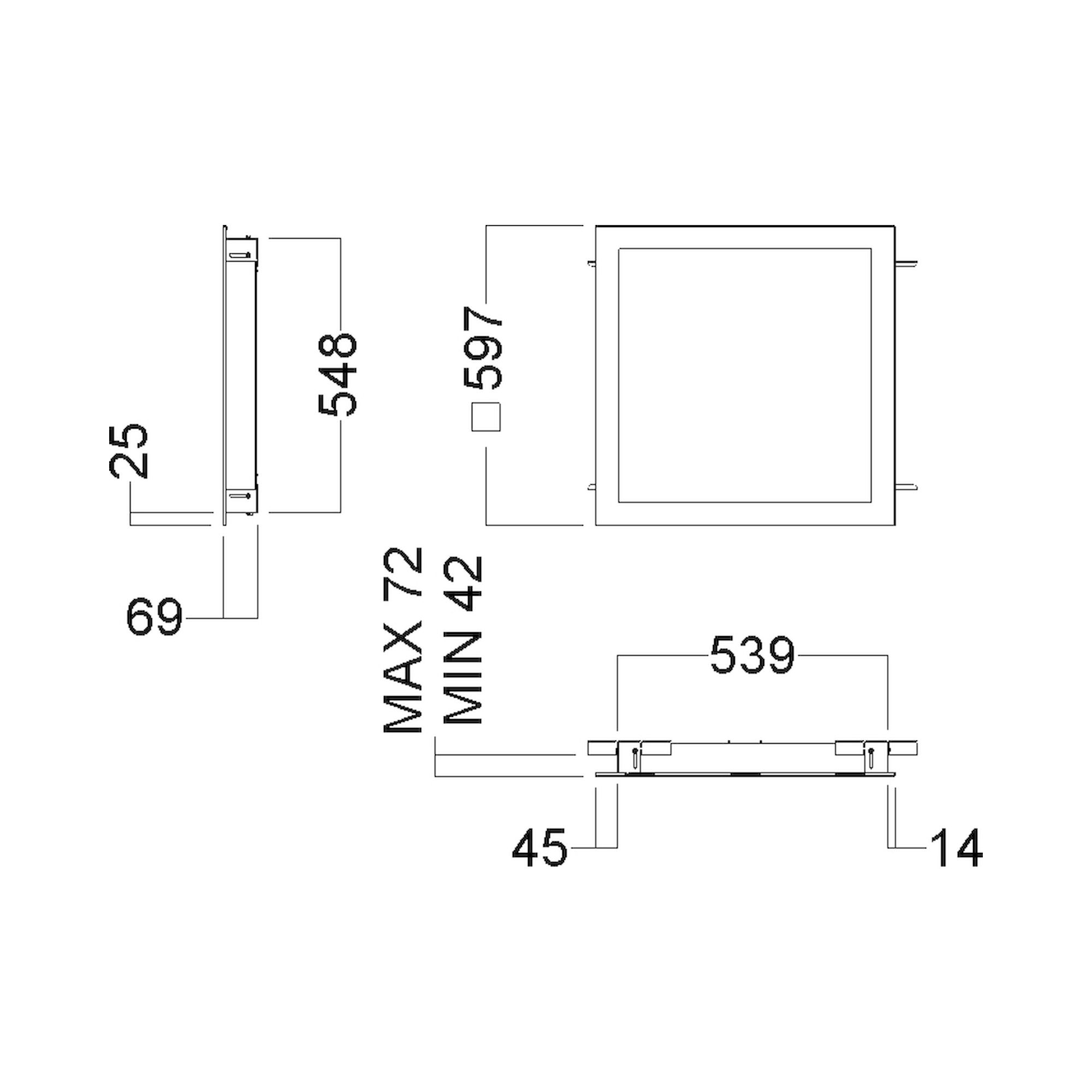 Glamox C92-R600x600 recessed luminaire, 4347 lm, 4000 K, switchable