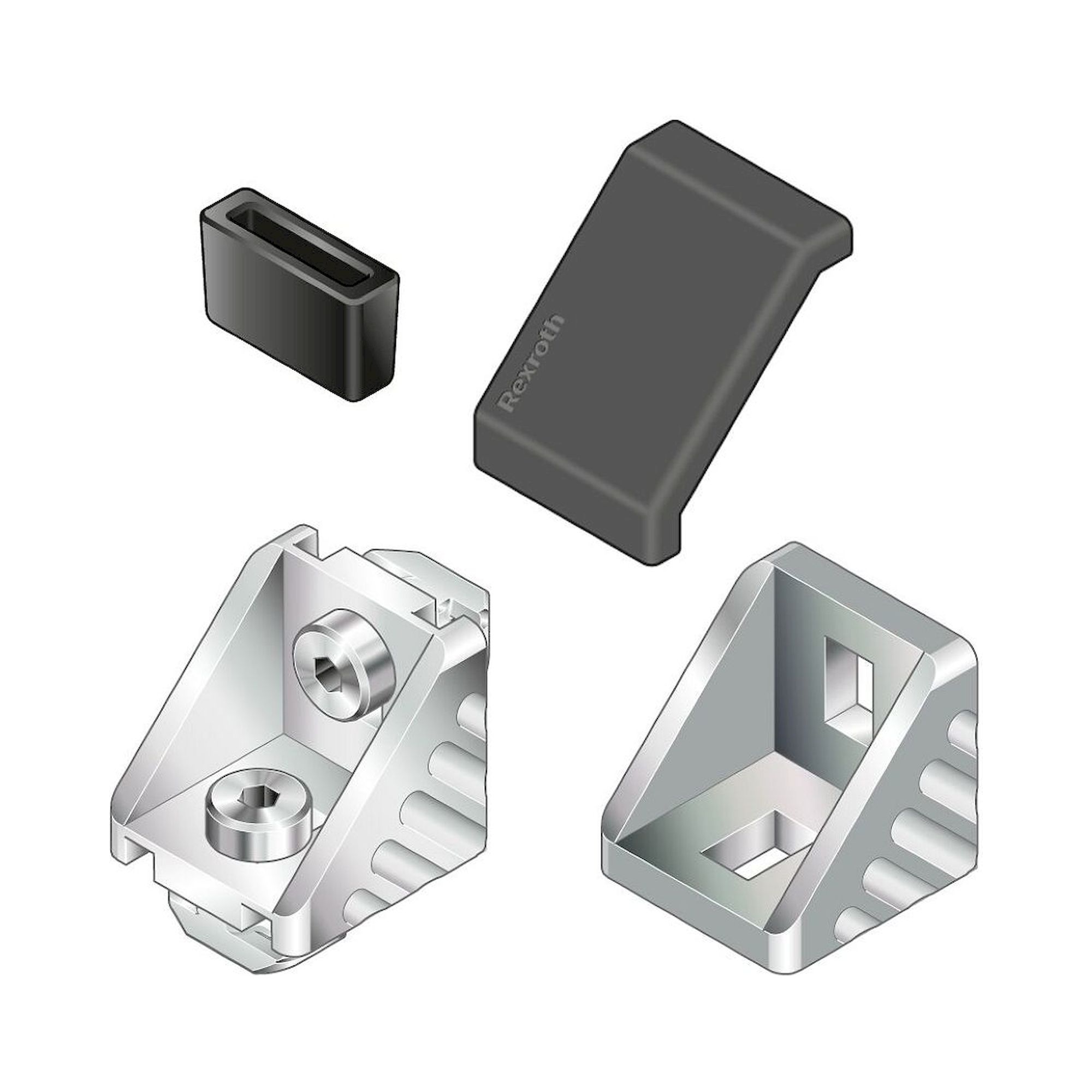 Bosch Rexroth 3842551596. Winkel, 20X20 Silver Set