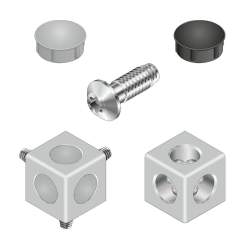 Bosch Rexroth 3842549873. Würfelverbinder, 45/3 Silver Set