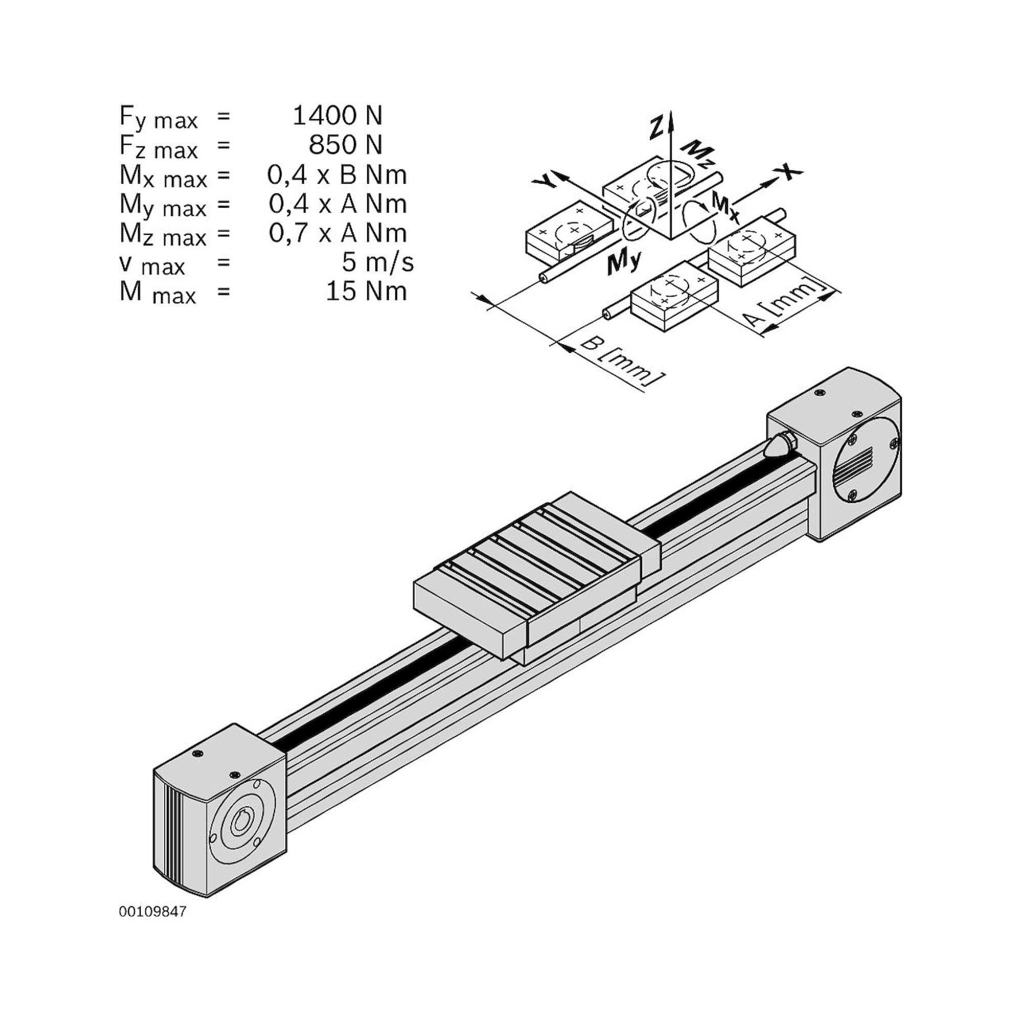 Bosch Rexroth 3842998496-1000. Linearfuehrung, LF 6C. 1000 mm