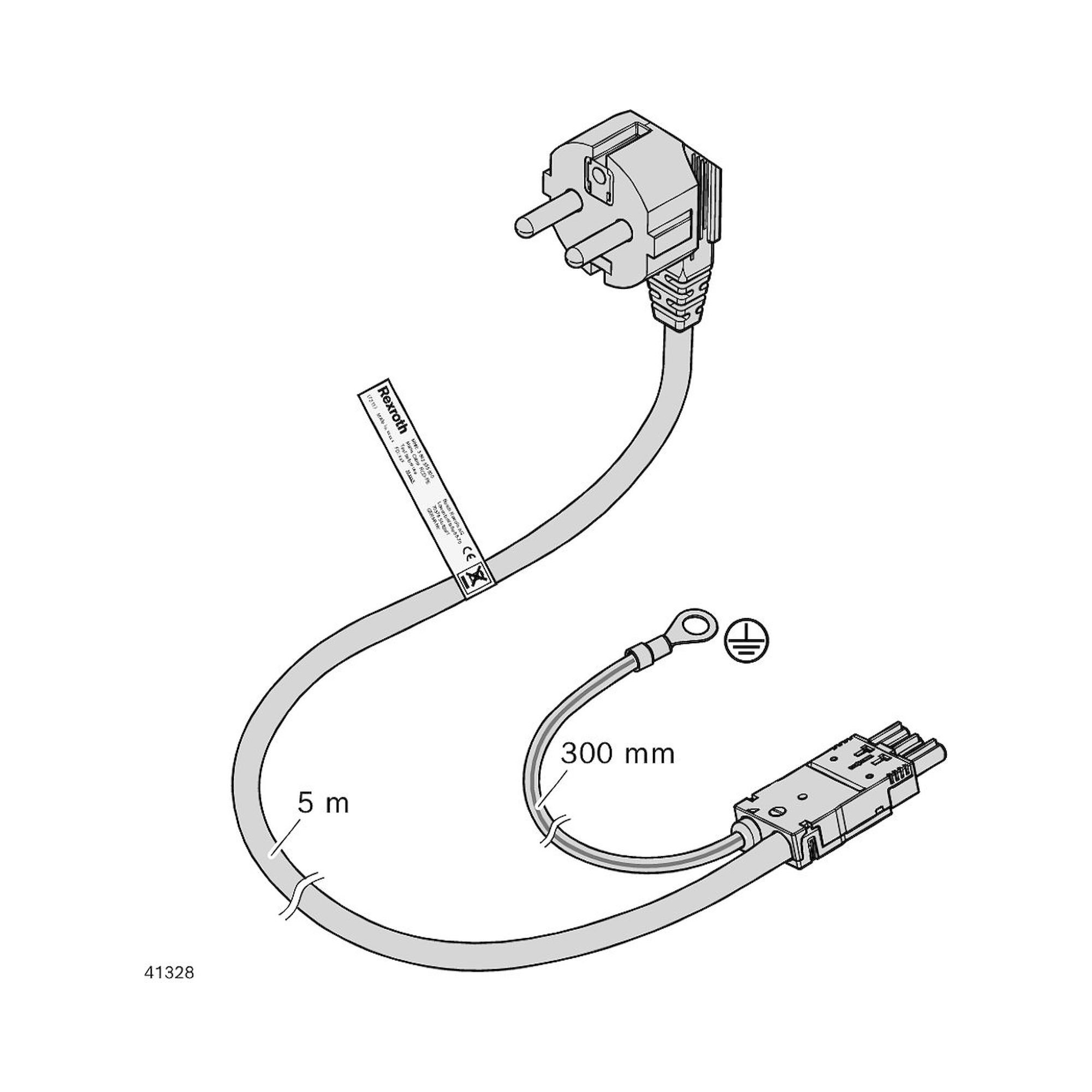 Bosch Rexroth 3842564084. Netzkabel D/F-HD-GST+PE 5M