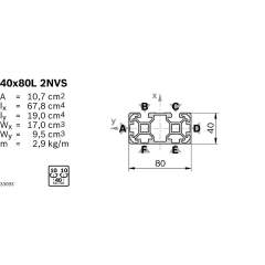 Bosch Rexroth 3842993767-1000. Strut profile, 40X80L 2NVS Q&E. 1000 mm
