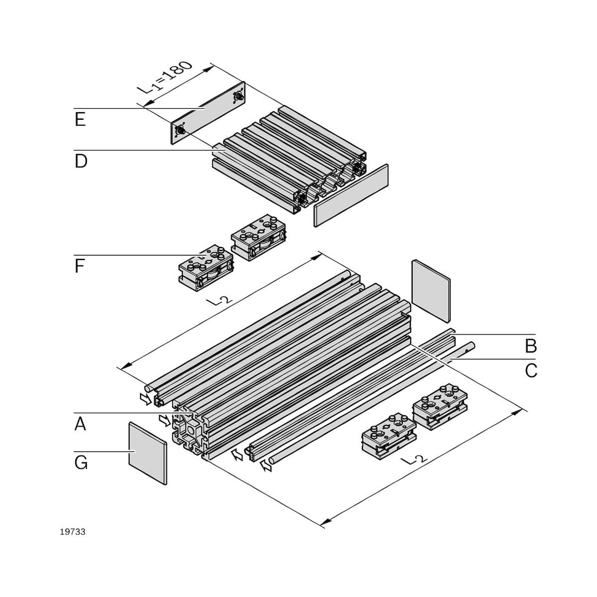 Bosch Rexroth 3842992440. Klemmprofil, LF12C, Zuschnittpreis