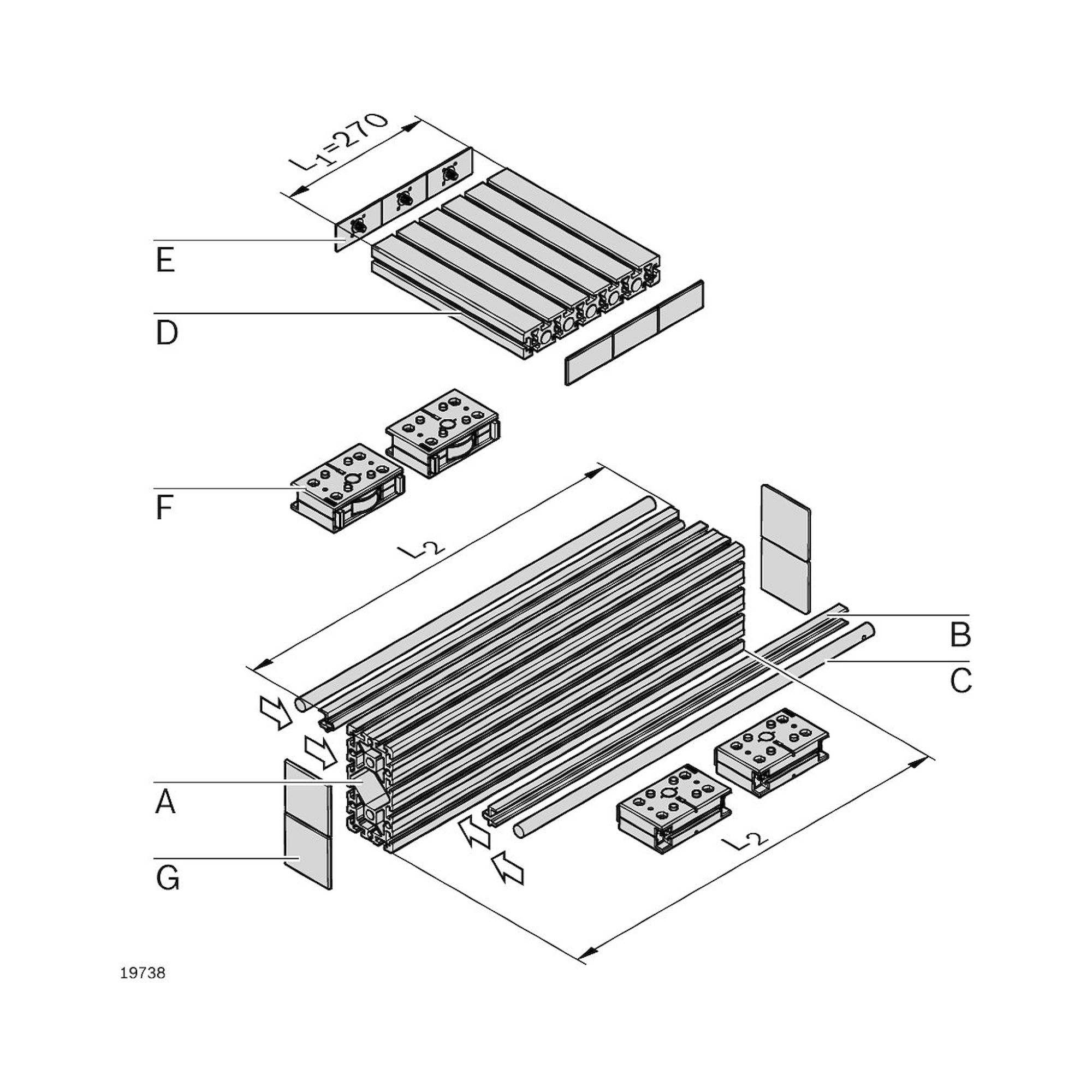 Bosch Rexroth 3842992441. Klemmprofil, LF20C, Zuschnittpreis