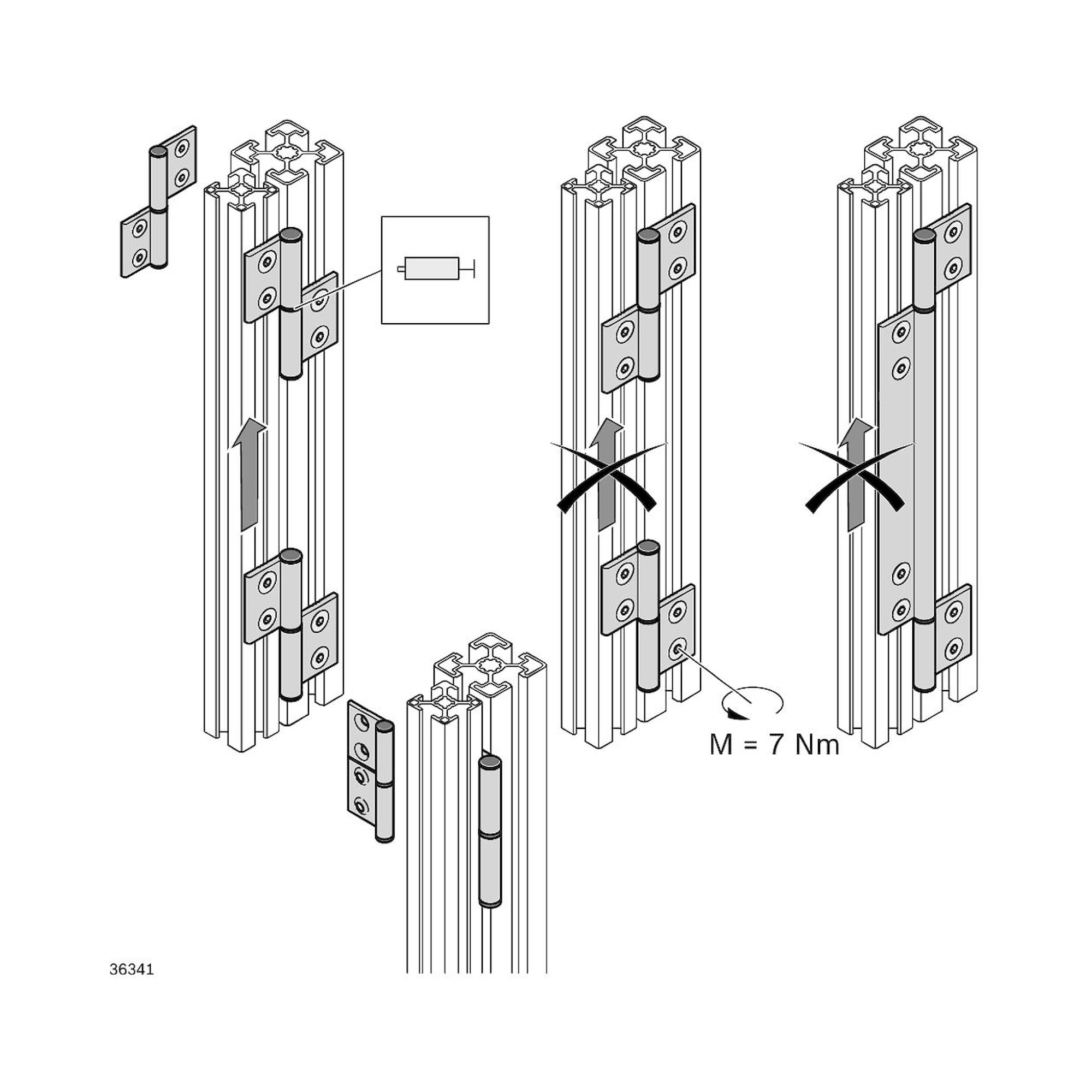 Bosch Rexroth 3842543372. Scharnierprofil, 40/45/50 L=3000