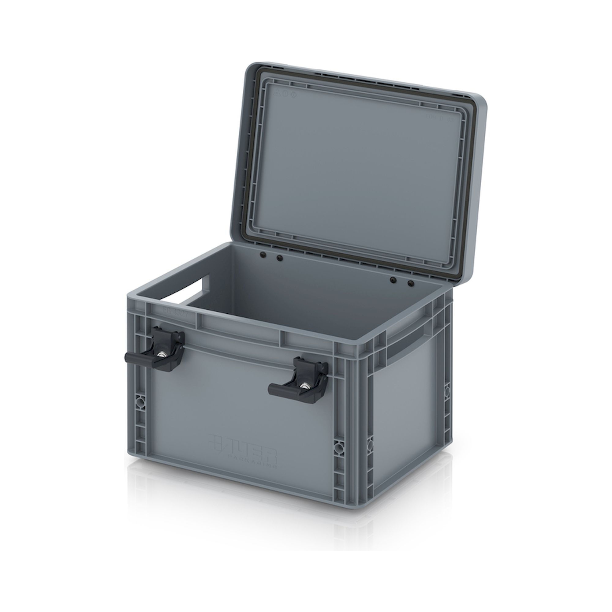 EDP S 43/27. Eurobehälter mit Scharnierdeckel Pro, 40x30x28,5 cm
