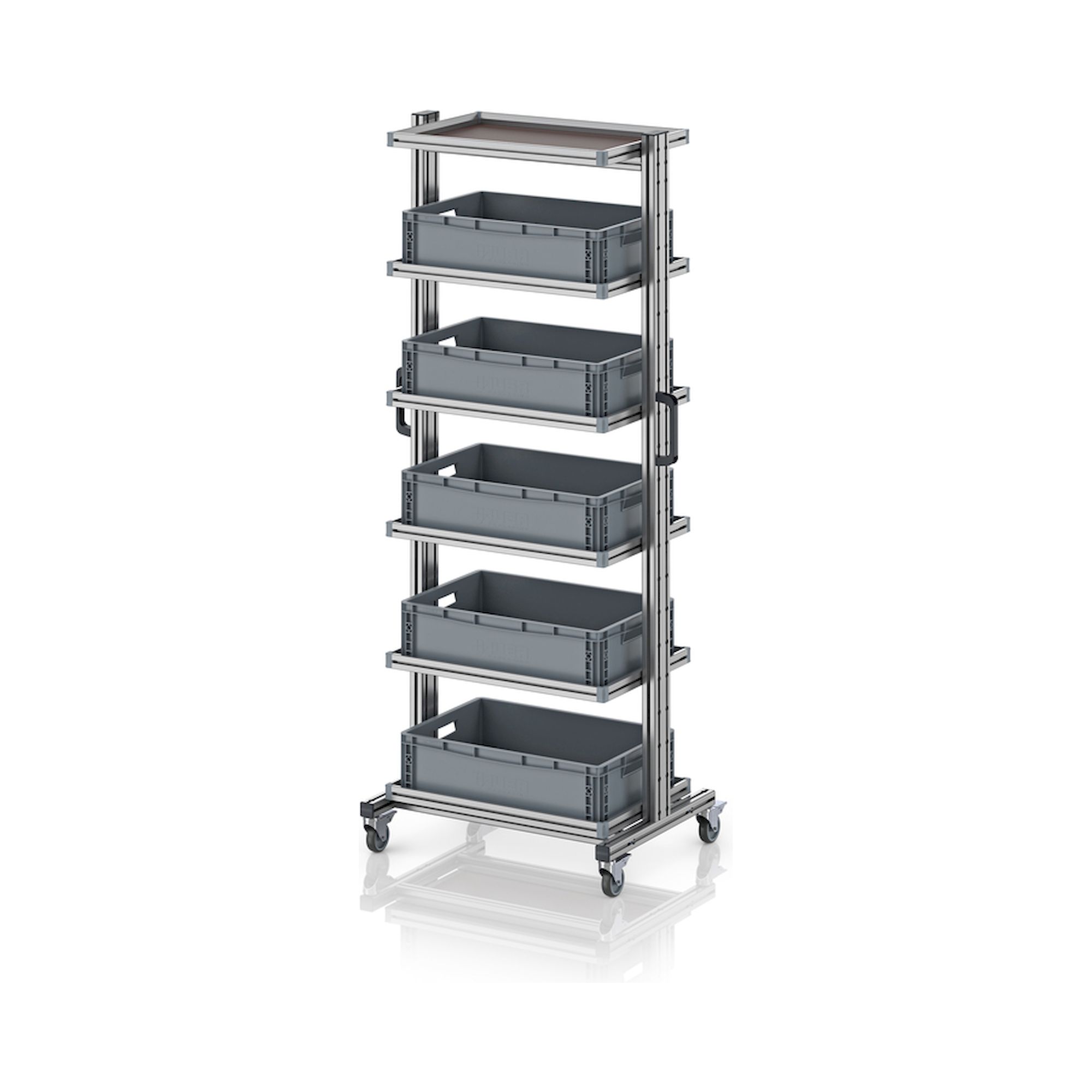 EG SW 200-1 6417. Systemwagen für Eurobehälter 60 x 40 Höhe 200 cm ohne Auszug, 83,4x55x201,1 cm