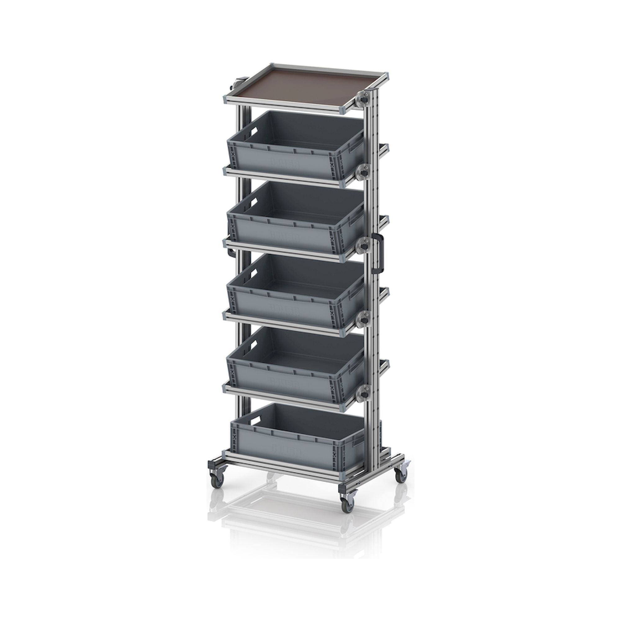 EG SWN 200 6417. Systemwagen für Eurobehälter 60 x 40 Höhe 200 cm, neigbar, 83,4x55x201,1 cm