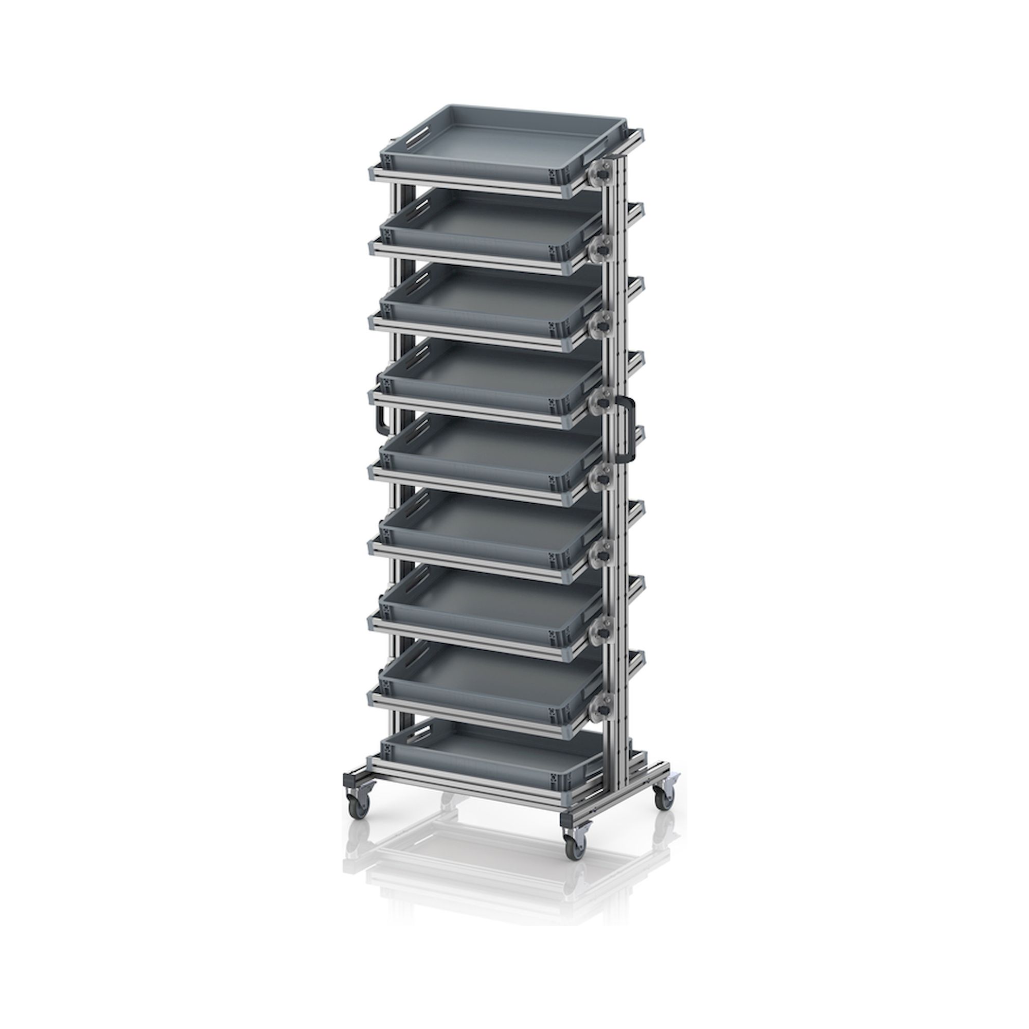 EG SWN 200 6475. Systemwagen für Eurobehälter 60 x 40 Höhe 200 cm, neigbar, 83,4x55x201,1 cm