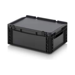 Eurobehälter mit Scharnierdeckel 40 x 30 x 18,5 cm - Auer ESD ED 43/17