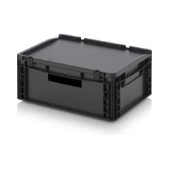 Eurobehälter mit Scharnierdeckel 40 x 30 x 18,5 cm - Auer ESD ED 43/17 HG HO