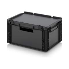 Eurobehälter mit Scharnierdeckel 40 x 30 x 23,5 cm - Auer ESD ED 43/22 HG HO