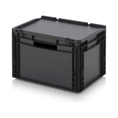 Eurobehälter mit Scharnierdeckel 40 x 30 x 28,5 cm - Auer ESD ED 43/27 HG HO